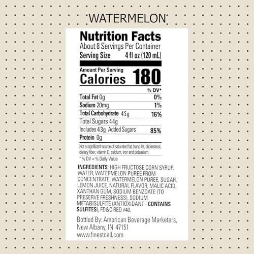Finest Call Premium Watermelon Fruit Puree Drink Mix, 1 Liter Bottle (33.8 Fl Oz)