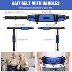 Rhino Valley Gait Belt with Leg Straps, Transfer Belts with 7 Handles, Gate Belts Medical for Elderly, Lifting Belt for Bariatric, Handicap, Physical Therapy Equipment, Blue & Black