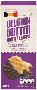 Belgian Butter Waffle Crisp, Dark Chocolate Patisserie Waffles, European Belgium Imported Cookies, Crunchy Thins, Snack Snacking Gift Treat, Benton 3.88oz Box