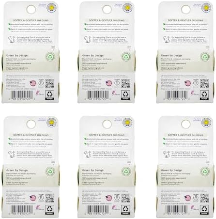 Radius Vanilla Mint Dental Floss 55 Yards Vegan & Non-Toxic Oral Care Boost & Designed to Help Fight Plaque Clear - Pack of 6