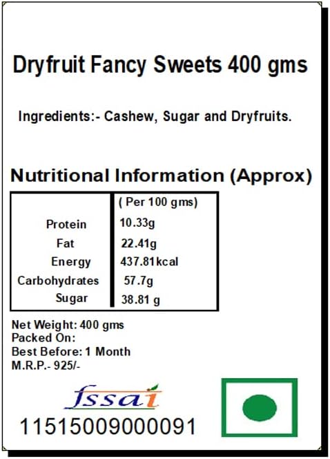 Jaiccha Ghasitaram Sweets-Dryfruit Fancy Sweets 400 GMS |Gift for Diwali,Holi,Rakhi,Valentine,Christmas,Birthday,Anniversary,Her,Him|