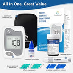CareLiving Blood Glucose Monitor Kit, 50 Test Strips, 50 Lancets, 1 Blood Glucose Meter, 1 Lancing Device, Diabetes Testing Kit, Portable Blood Sugar Test Kit, Glucometer Kit for Home