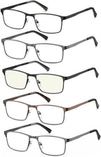 EYECEDAR 5-Pack Reading Glasses for Men Metal Frame Spring Hinges with Computer Readers 1.00