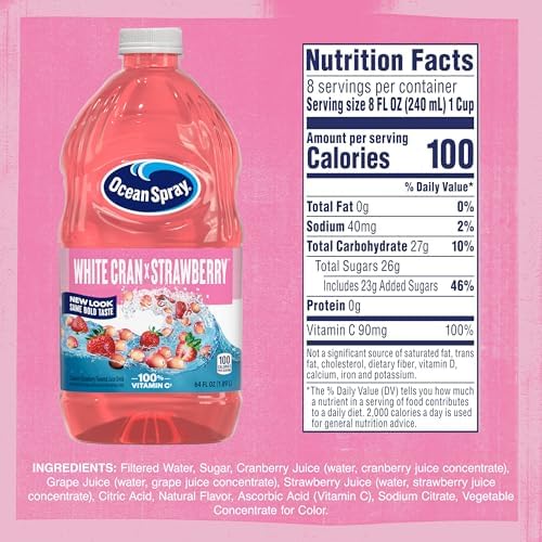 Ocean Spray® White Cran-Strawberry Juice Drink, 64 Fl Oz Bottle (Pack of 1)