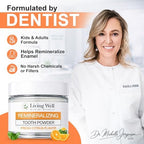 Living Well with Dr. Michelle Fresh Citrus Remineralizing Tooth Powder | Fluoride-Free Kids & Adults Formula | Hydroxyapatite for Enamel Support | Natural Ingredients for Stronger Smiles