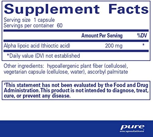 Pure Encapsulations Alpha Lipoic Acid 200 mg - 200mg ALA - Liver & Antioxidant Support* - for Nerve Health & Carb Metabolism - Vegan & Non-GMO Supplement - 60 Capsules