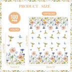 100PCS Floral Paper Napkins 3 Ply Disposable Hand Towels,Wildflower Hummingbird Paper Guest Napkins Dinner Napkins for Wedding Bridal Baby Shower Birthday Tea Party Home Table Decor