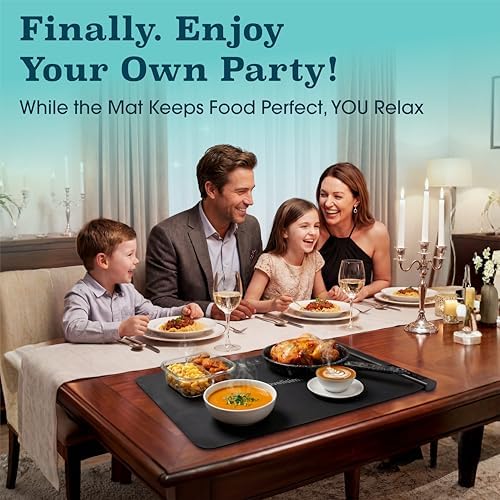 TRAVELISIMO Warming Mat for Food, 24x16in Warming Trays For Buffets Party & Family Dinners - Food Warming Mat keeps Meals Warm & ready to Serve, Electric Warming Tray With Elegant Design For any Table