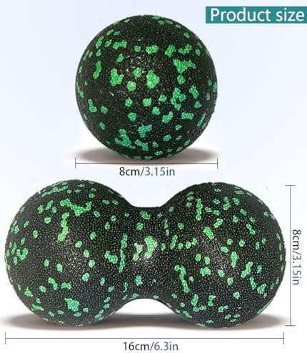 Set of 2 Peanut Massage Ball - Double Ball for Trigger Point Therapy, Myofascial Release, Deep Tissue Fitness Massage & Relax Tight Muscles, Trigger Point Massage Ball (Green)