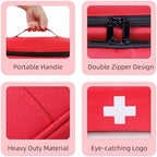 First Aid Bag Empty First Aid Kit Storage Box 12" x 9" x 7" Medical Bag Portable Pill Bottle Organizer Case for Car, Travel, Office, Outdoor, Camping, Hiking, School (Red)