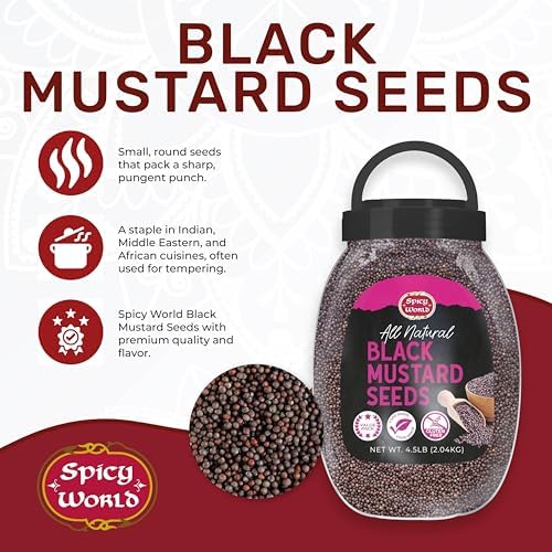Black Mustard Seeds Whole 4.5 LB Bulk Jar - All Natural, Gluten Free, 100% Pure, Robust Flavor - by Spicy World