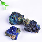 Natural Azurite Malachite Crystal Mineral Specimen, Malachite Stone Irregular Rough Mineral Specimen Original Shape Healing Crystal Worry Relief Stress with Gift Box.