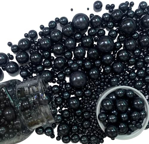 Black Sprinkles Edible Sugar Pearls for Cakes Baking Candy Pearl Halloween Christmas Birthday Cupcake Sprinkles and Decorations Cookie Cake Toppers