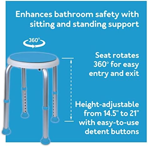 Carex Swivel Shower Stool With Padded Seat, Shower Seat For Seniors, Elderly, Handicap, Disabled, or Those Home From Surgery