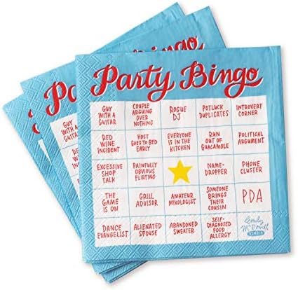 Em & Friends 20-Count Cocktail Napkins, 5 x 5-inches, Party Bingo