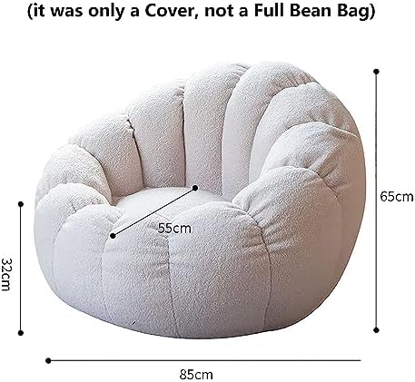 Beanbags Bean Bag Chair, Lazy Beanbag Chair Cover, Ultra Soft Teddy Fabric Arm Chair, Pumpkin Appearance Soft Premium Stuffable Bean Bag Chair Cover (No Filler),Brass