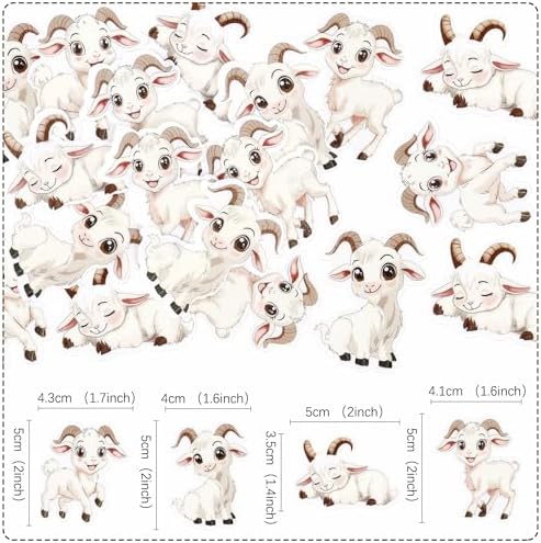 Ercadio 48Pcs Edible Goat Cupcake Toppers Sheep Cupcake Picks Animal Goat Cake Decorations for Baby Shower Kids Birthday Animal Theme Party Decorations Supplies