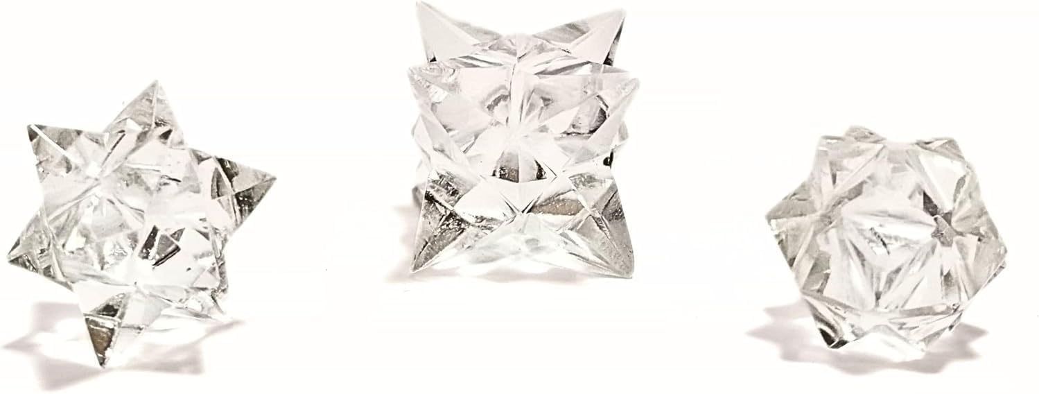 Jet International Merkaba Crystal 12+14+20 Point Energy Generator – Natural Gemstone Sacred Geometry Tool for Meditation, Reiki, Chakra Balancing, Healing & Spiritual Growth