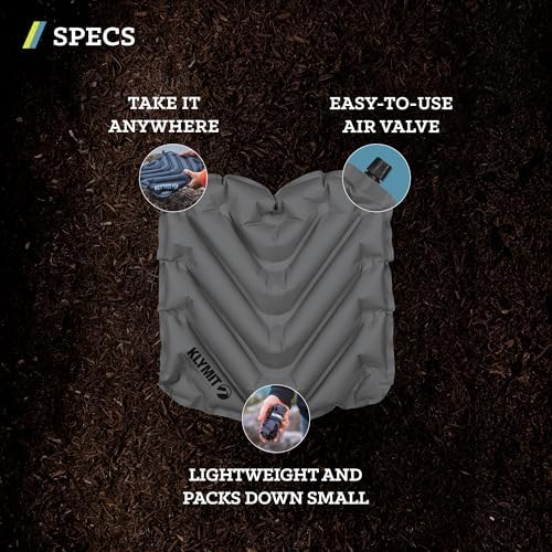 KLYMIT V Seat - Portable, Inflatable Padded Cushion Seat, Perfect for Air Travel, Camping, Backpacking and Bleacher Seats