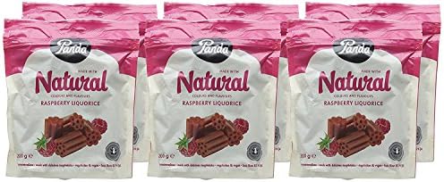 Panda Natural Raspberry Licorice 200 g (Pack of 6)