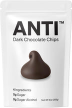 Anti Sugar Free Dark Chocolate Mini Chips – 4 Ingredients, 0g Sugar, 0g Sugar Alcohol, Non-GMO (9oz, 1 Pack)