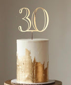 30 Cake Topper, Gold Acrylic 30th Birthday Cake Topper, Happy 30th Birthday Decoration, 30 Anniversary Party Supplies