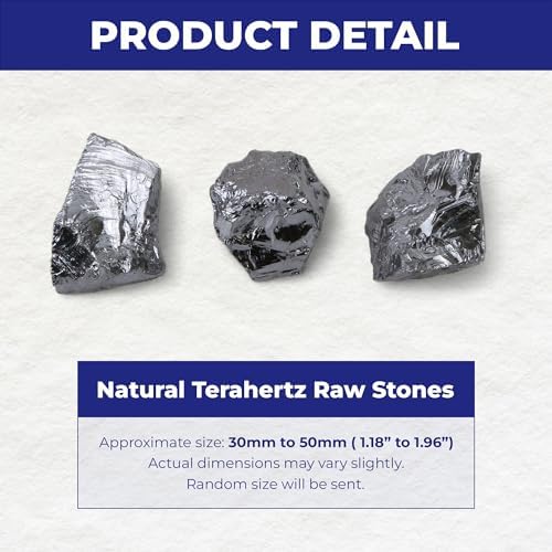 100g (1-3 Stones) Terahertz Raw Stone Bulk Gemstones Crystals – Natural Irregular Rough Quartz Minerals, Lot Healing Stones, Collections Origin Crystal Home Decor Gift, Metallic Gray, Approx 40–50mm