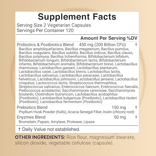 NatureBell Probiotic 200 Billion CFU – 40 Strains Per Serving | 240 Veggie Capsules with Prebiotics and Probiotics – Full Spectrum Complex with Enzymes – Daily Probiotics for Women & Men