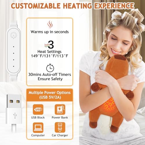 Capybara Heating Pad for Cramps & Menstrual Pain Relief,Cute Stuffed Animal Electric Heating Pad,USB Powered Heated Stuffed Animals,14''Portable Plush for Neck/Back/Shoulder,Gift for Women Wife Girls