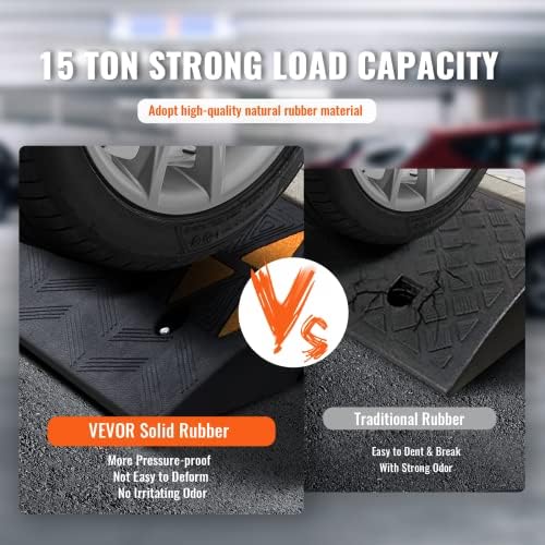 VEVOR Rubber Curb Ramp 3.5" Rise Height Sidewalk Curb Ramp, 10" Width 39.4" Length Driveway Ramp for Curb, 15T Heavy Duty Rubber Ramp for Forklifts, Trucks, Buses, Cars, Wheelchairs, Bikes