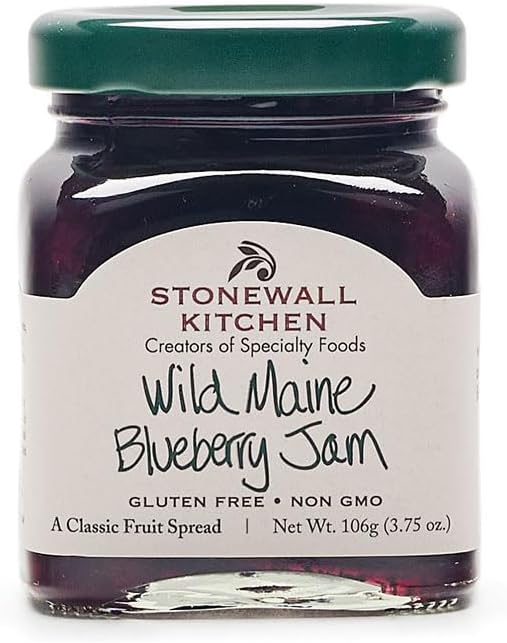Stonewall Kitchen Gourmet Wild Maine Blueberry Jam, Bursting with Tiny, Hand Raked Maine Blueberries, Made in USA, Comes in Beautiful Jar, 3.75 oz