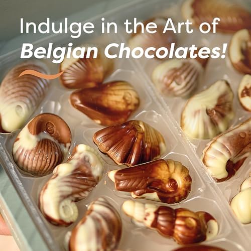 Belgian Chocolate Seashells, 17.64 oz, 44 pc Original Gourmet Hazelnut Praliné Treat by GuyLian, White, Milk & Dark Chocolate Candy Gift Box for Women and Men