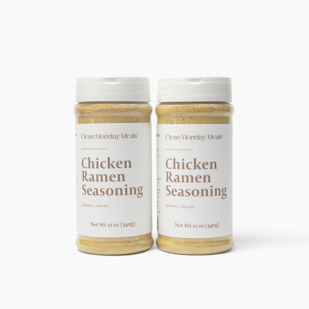 Clean Monday Meals Chicken Ramen Seasoning Mix – Gluten Free, Dairy Free, Soy Free & Non-GMO – Flavor Booster for Noodles, Broths, Stir-Fries & Meal Prep – Two-Pack, 23.4 oz Total