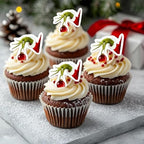 50 PCS Edible Merry Christmas Cupcake Toppers Wafer Paper Green Monster Hand Cake Toppers Merry Christmas Party Decorations for Xmas Theme Baby Shower Birthday Monster Party Cake Decorations Supplies
