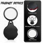 Hoteam 48 Pcs 10X Small Magnifying Glass Mini Pocket Magnifier with Rotating Protective Cover, Folding Magnify Glass Small Magnifying Lens for Reading, Jewelry, Hobby