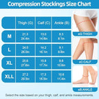 23-32 mmHg Thigh High Medical Compression Socks, Closed Toe Compression Stockings for Women Men, with Sock Washing Bag