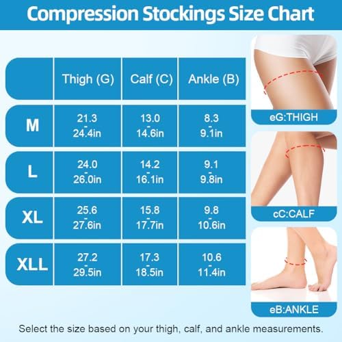 23-32 mmHg Thigh High Medical Compression Socks, Closed Toe Compression Stockings for Women Men, with Sock Washing Bag