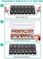 TookMag Weekly Pill Organizer 2 Times a Day, Easy Fill Medicine Pill Organizer AM PM Pill Case, Large Capacity 7 Day Pill Box for Pills/Vitamin/Fish Oil/Supplements (Patent Registered)