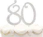 Bling Crystal Rhinestone 80 Birthday Cake Topper - Best Keepsake | 80th Party Decorations Silver