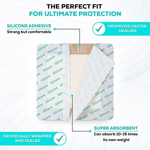 MedVance TM Silicone - Bordered Silicone Adhesive Foam Dressing Size 4"x4" (2.7"x2.7" pad), Box of 5 dressings