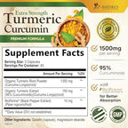 Turmeric Curcumin Supplement 1500mg - Organic Tumeric & BioPerine Black Pepper for Best Absorption with 95% Curcuminoids, Nature's Joint & Immune Support, Non-GMO, Bottled in USA - 120 Capsules