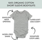 HonestBaby 10-Pack Short Sleeve Bodysuits One-Piece 100% Organic Cotton for Infant Baby Boys, Girls, Unisex