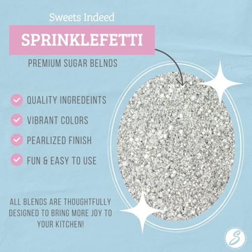 Sweets Indeed Sprinkles, Edible Sprinkle Sugar Mix, Perfect for Cake Decorations, Baking, Ice Cream, Cookies, Cupcake Topper, 5 ounces (Silver)