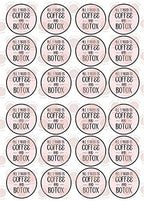 Funny Coffee Theme Edible Cupcake Decorations for Birthdays and Girls Night Out 24 x 1.5 inch Wafer Card Discs (UNCUT)