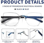 Progressive Multifocal Reading Glasses Women Cat Eye No Line Multifocus Transition Blue Light Reader Lady Metal Frame