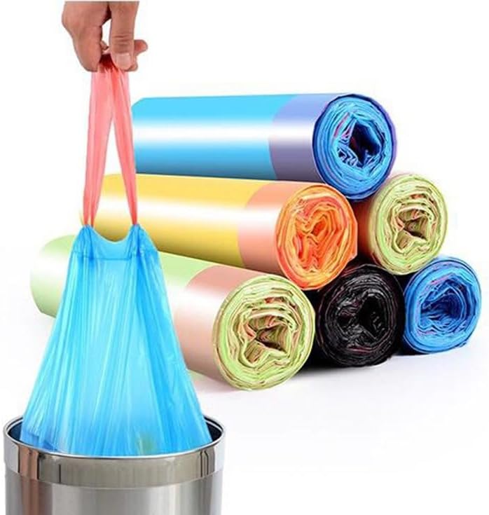 150 Count Colorful Large Trash Bags Drawstring - Extra Thick Large Garbage Bags Unscented Strong Plastic Waste Basket Liners for Kitchen Car Office Random Color (50x44cm)