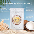 Micro Ingredients Vitamin D3 10,000 IU + K2 MK-7 200 mcg, 300 Softgels with Virgin Coconut Oil | 2-in-1 Vitamins D & K Complex | Extra Strength, Easy to Swallow, Non-GMO, Gluten Free