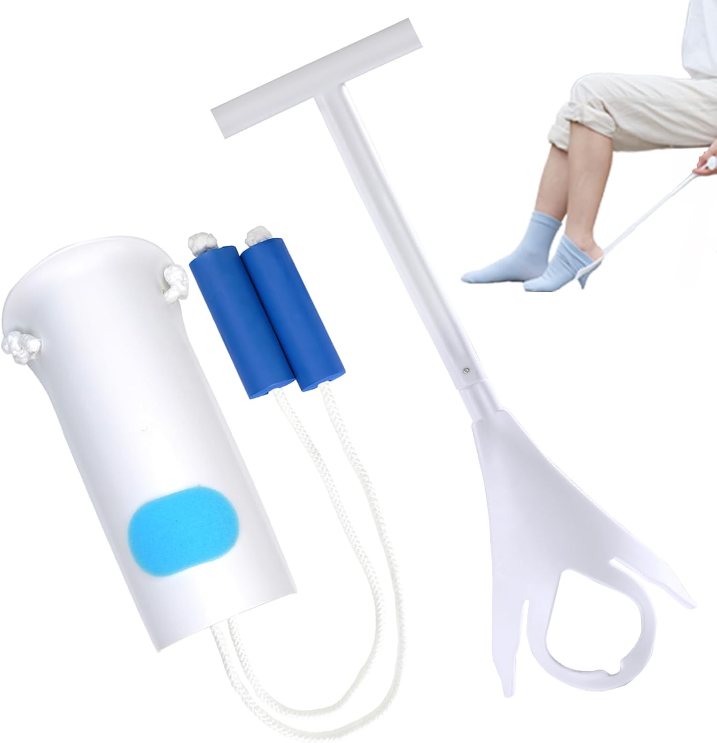 Sock Aid Kit, Sock Puller Aid Easy On and Off, Sock Assistant Device No Bending, Sock Aids for Putting On Socks and Sock Remover, Sock Helper for Seniors, Pregnant, and Limited Mobility
