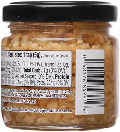 Mantova Chopped Garlic in Oil, 3 oz (85g),- Pack of 3, Product of Italy – Ready to Use Minced Garlic for Cooking, Pasta, Sauces & Marinades – Glass Jar, All-Natural, Non-GMO, Gluten-Free, Cholesterol-Free, Vegan-Friendly