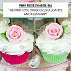 Global Sugar Art Premium Wedding Rose Edible Sugar Cake & Cupcake Flowers, Pink, 12 Count with Leaves by Chef Alan Tetreault